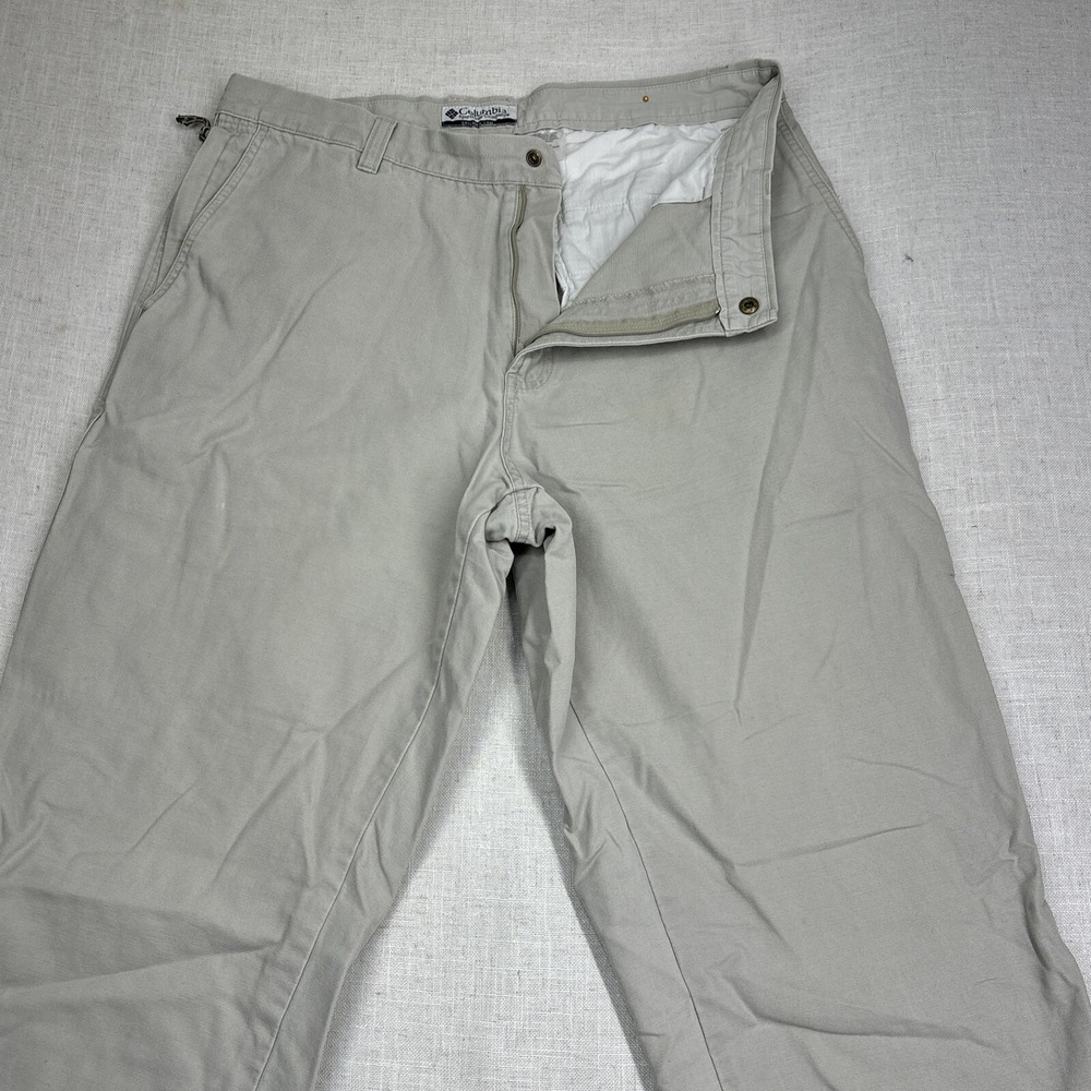 Columbia Pants Adult 36 Cargo Gray Hiking Flat Front‎ Cotton Zip Pocket Mens